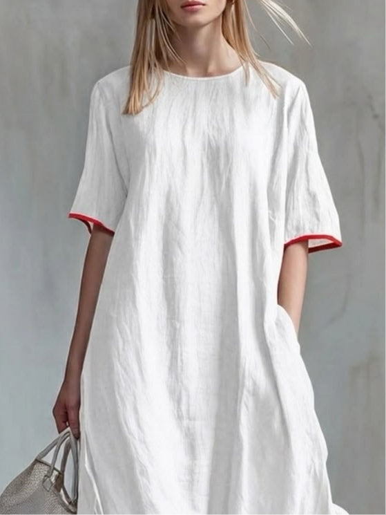 Margaux | Robe Rayée Patchwork Décontractée