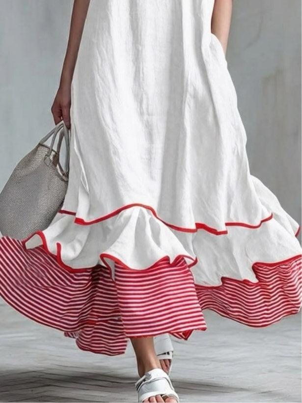 Margaux | Robe Rayée Patchwork Décontractée