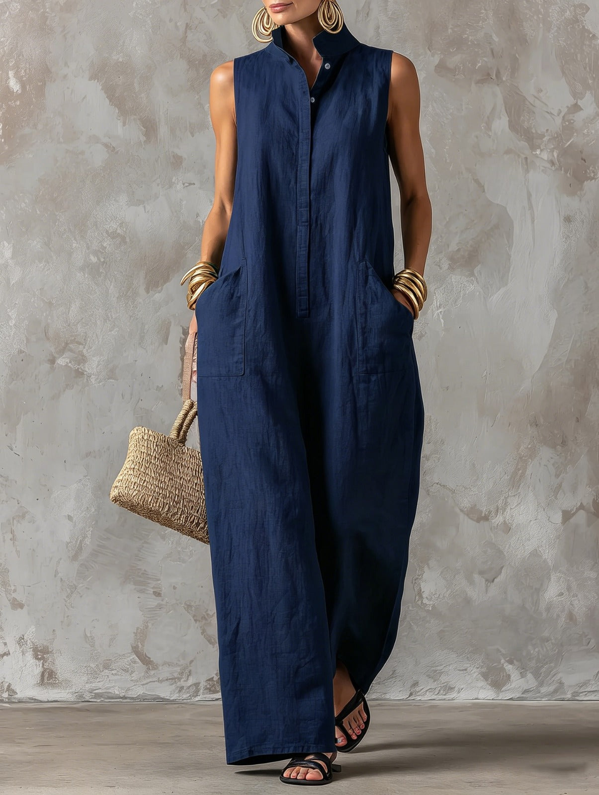 Claire | Combinaison Minimaliste en Lin, Coupe Ample
