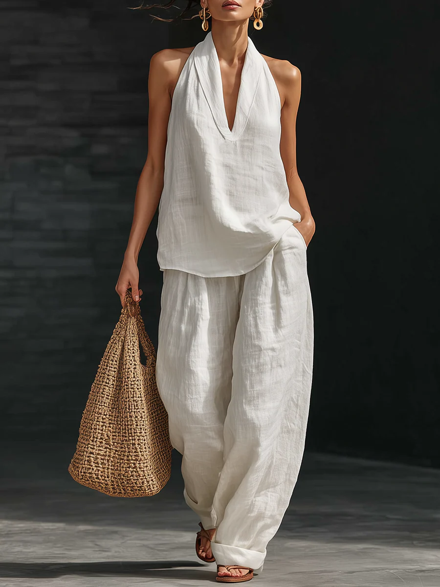 Nathalie™ – Ensemble sans manches et pantalon large