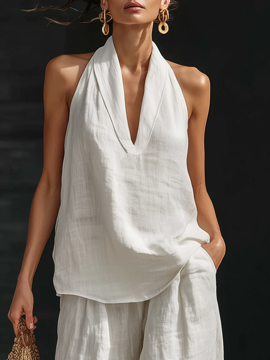 Chloé | Ensemble Sans Manches et Pantalon Large