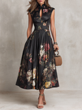 Adèle™ | Robe Midi en Satin Plissé, Col Cœur, Noire