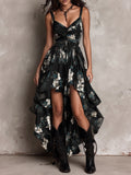 Rosine | Robe Maxi Sans Bretelles Fleurie Bohème Noire