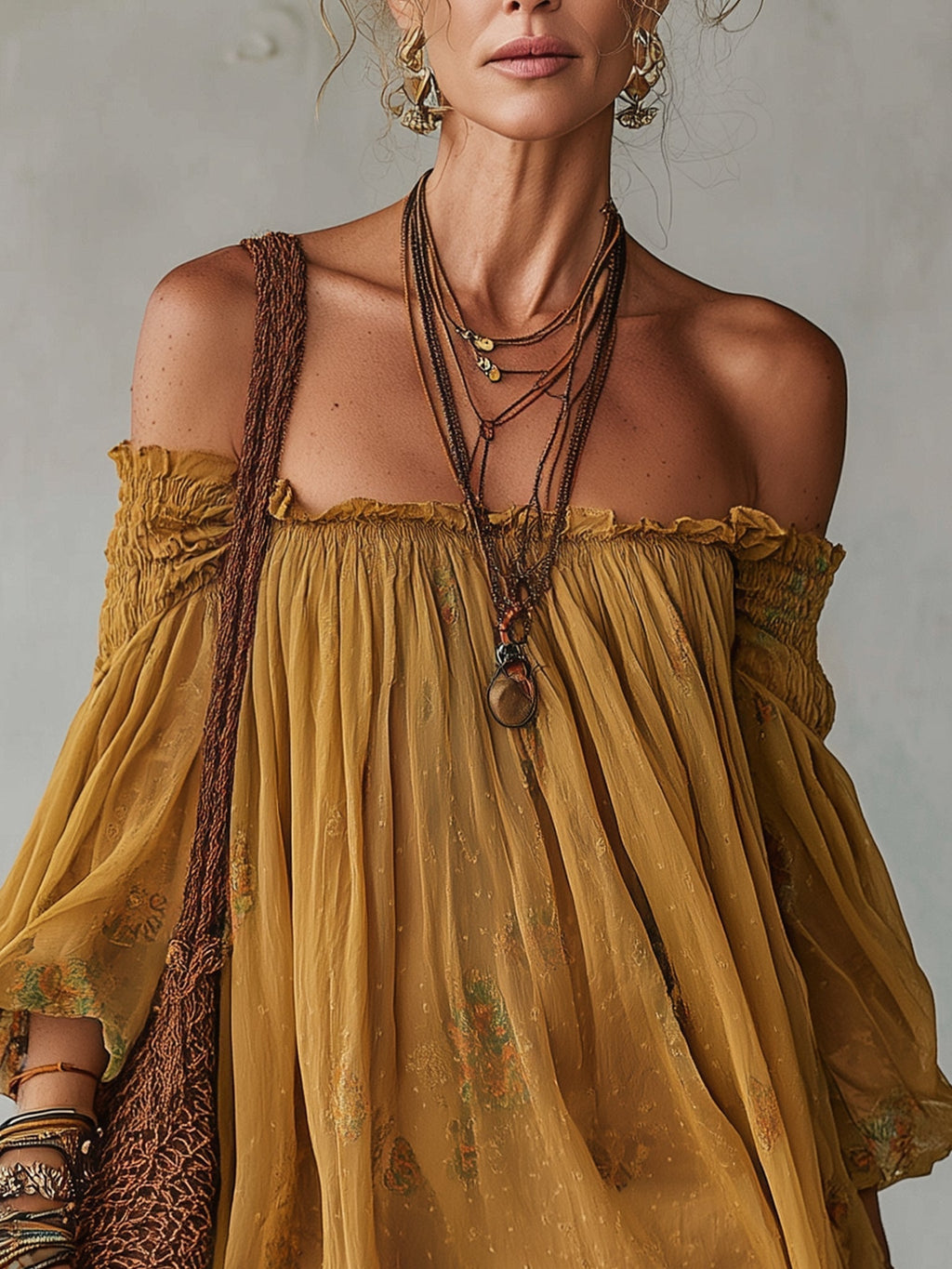 Jonquille | Mini Robe Fleurie Jaune, Épaules Dénudées