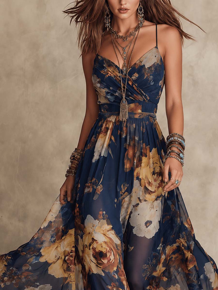 Déborah | Robe Maxi Fleurie Façon Peinture