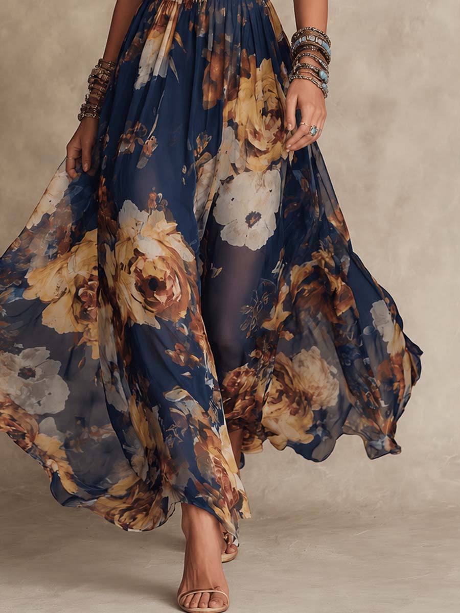 Déborah | Robe Maxi Fleurie Façon Peinture