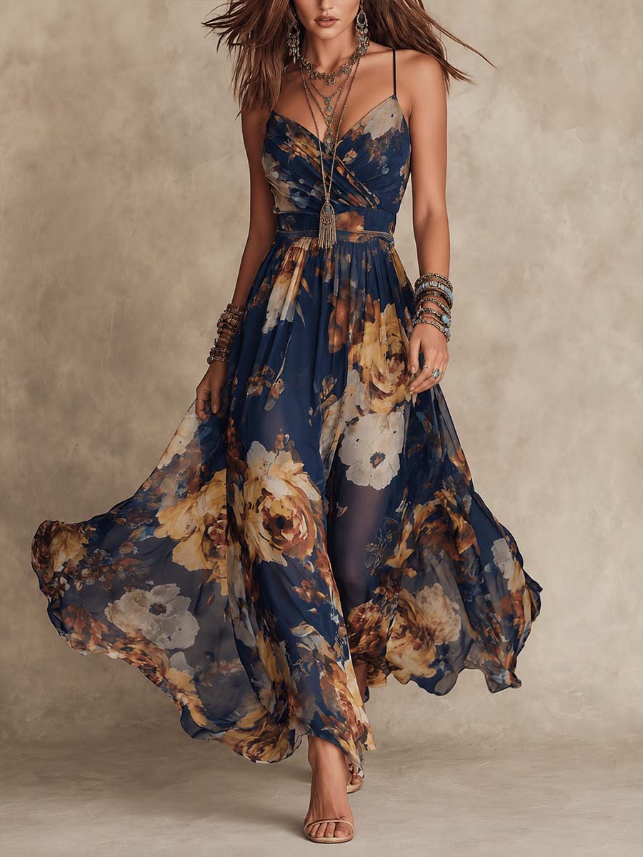 Déborah | Robe Maxi Fleurie Façon Peinture