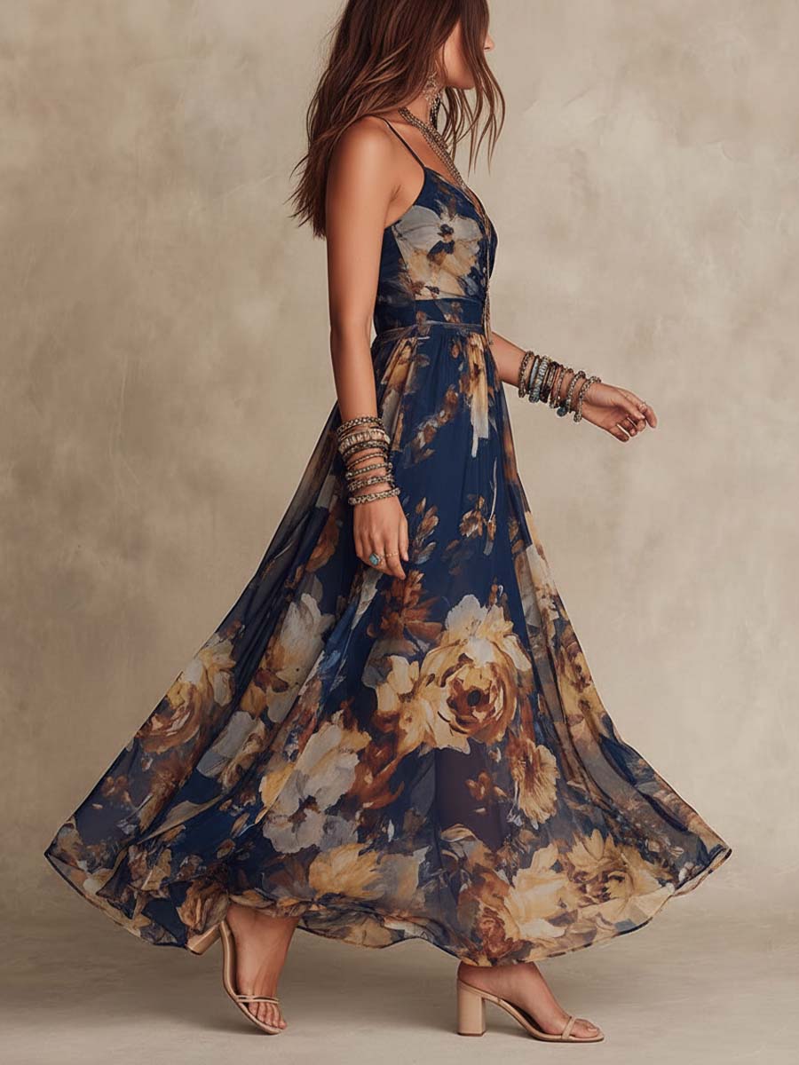 Déborah | Robe Maxi Fleurie Façon Peinture