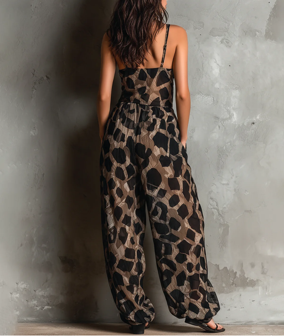 Roberte | Combinaison Large en Mousseline, Imprimé Animal, Col Halter