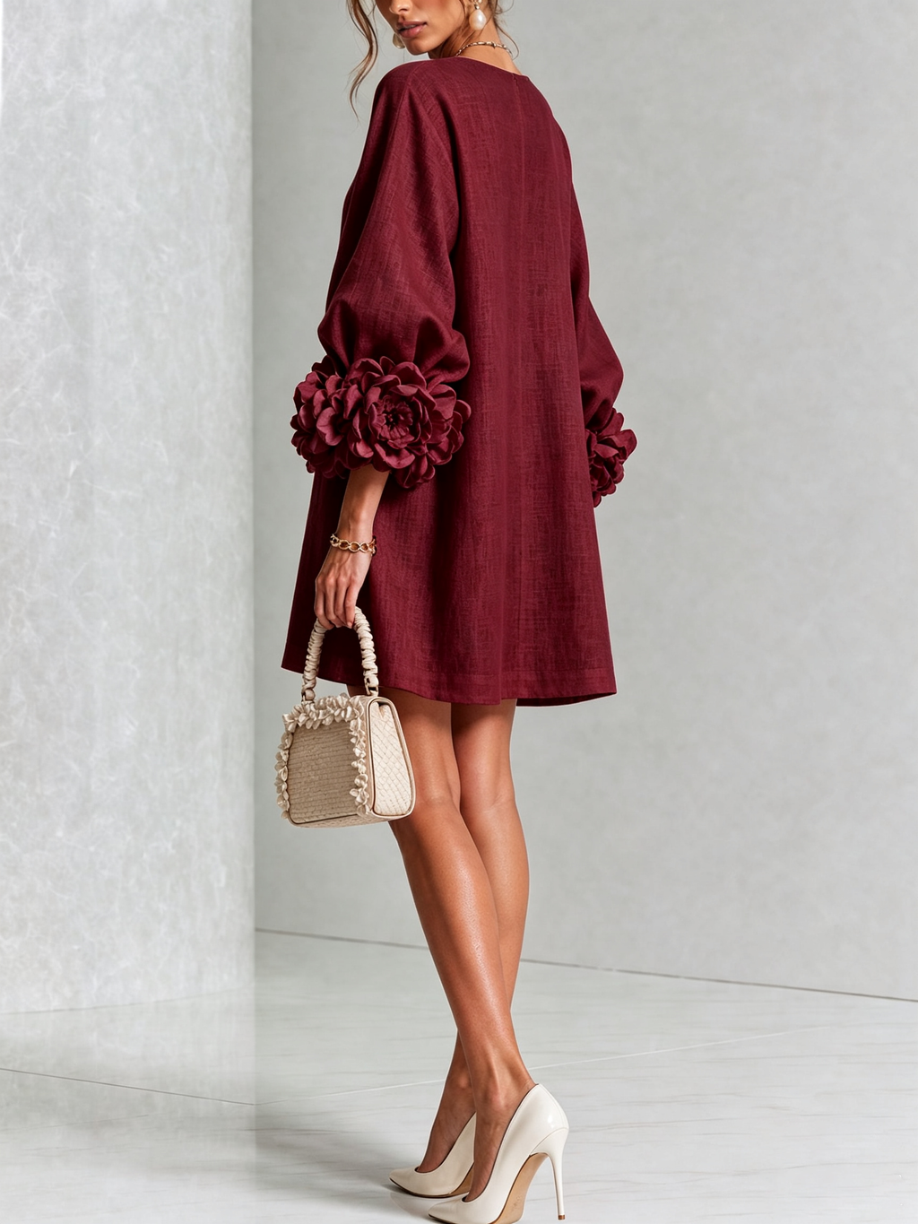 Héloïse | Mini Robe Boutonnée Fleurie, Poignets Fleuris Imprimés