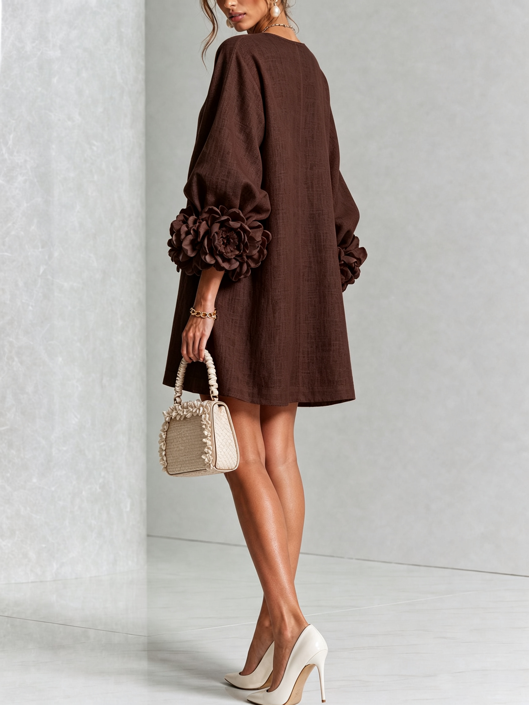 Héloïse | Mini Robe Boutonnée Fleurie, Poignets Fleuris Imprimés