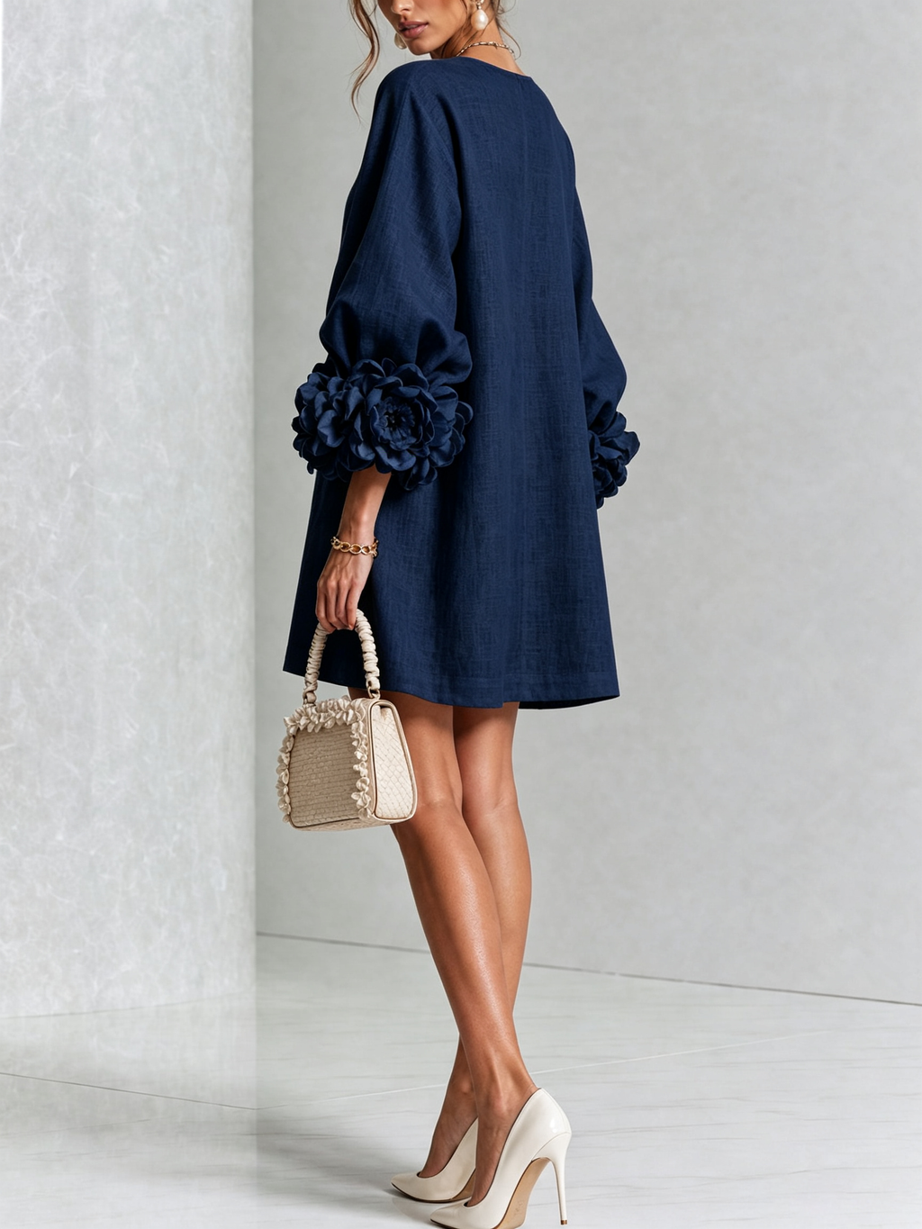 Héloïse | Mini Robe Boutonnée Fleurie, Poignets Fleuris Imprimés
