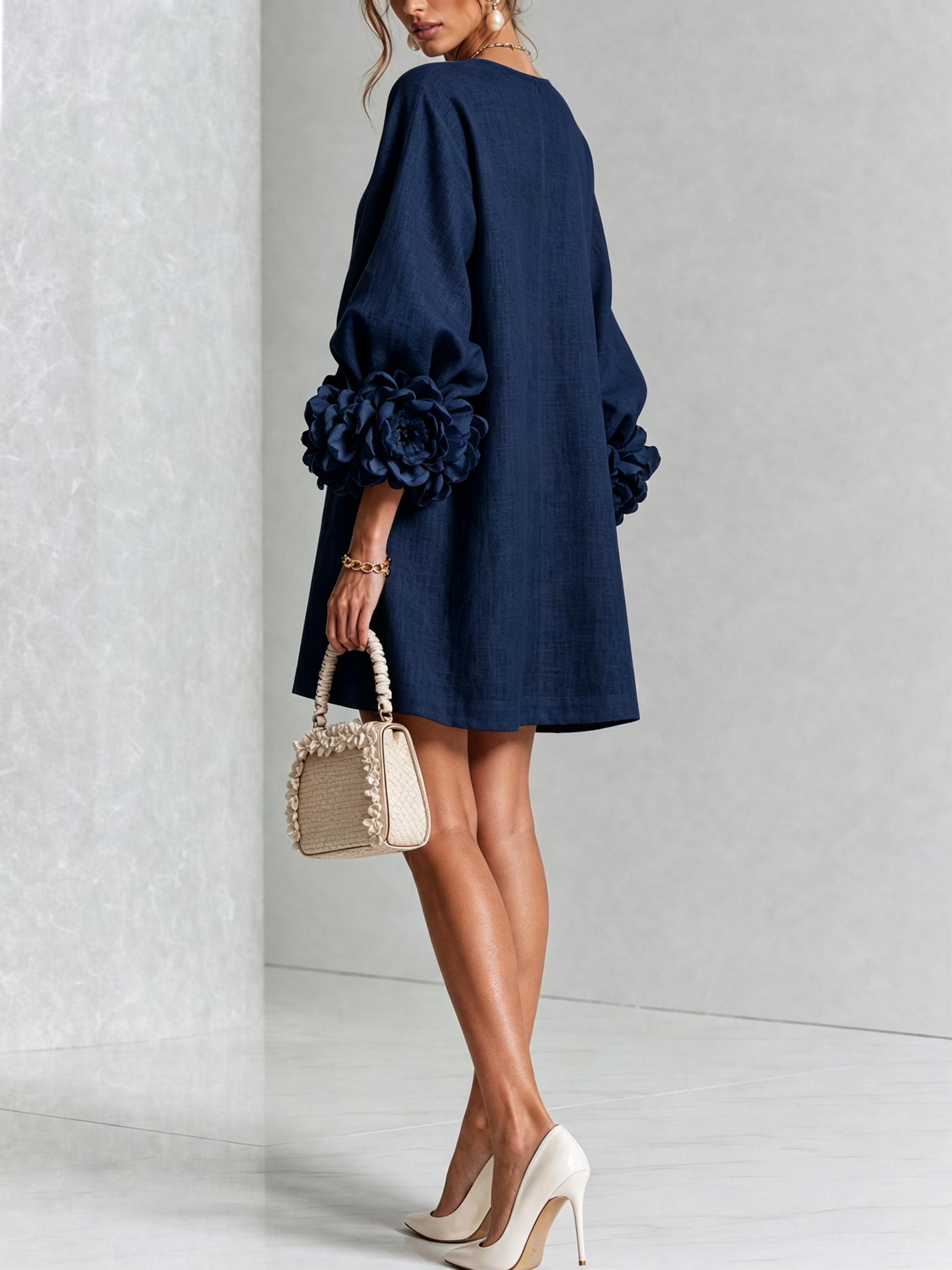 Héloïse | Mini Robe Boutonnée Fleurie, Poignets Fleuris Imprimés