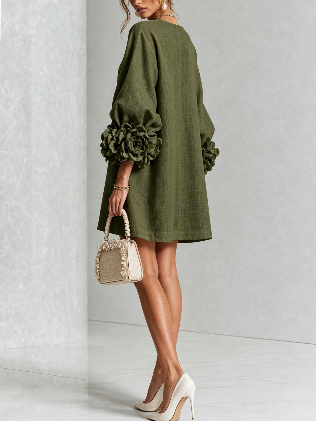 Héloïse | Mini Robe Boutonnée Fleurie, Poignets Fleuris Imprimés