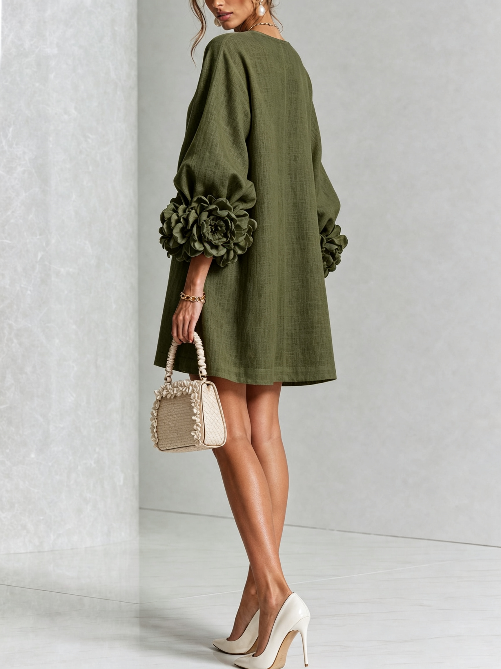 Héloïse | Mini Robe Boutonnée Fleurie, Poignets Fleuris Imprimés