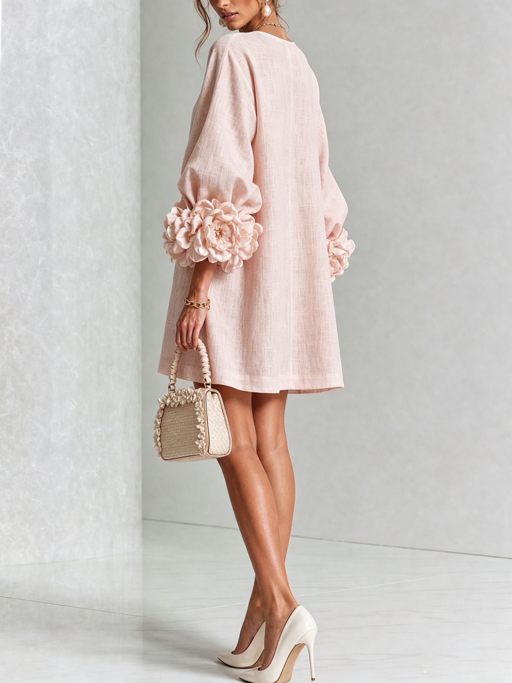 Héloïse | Mini Robe Boutonnée Fleurie, Poignets Fleuris Imprimés