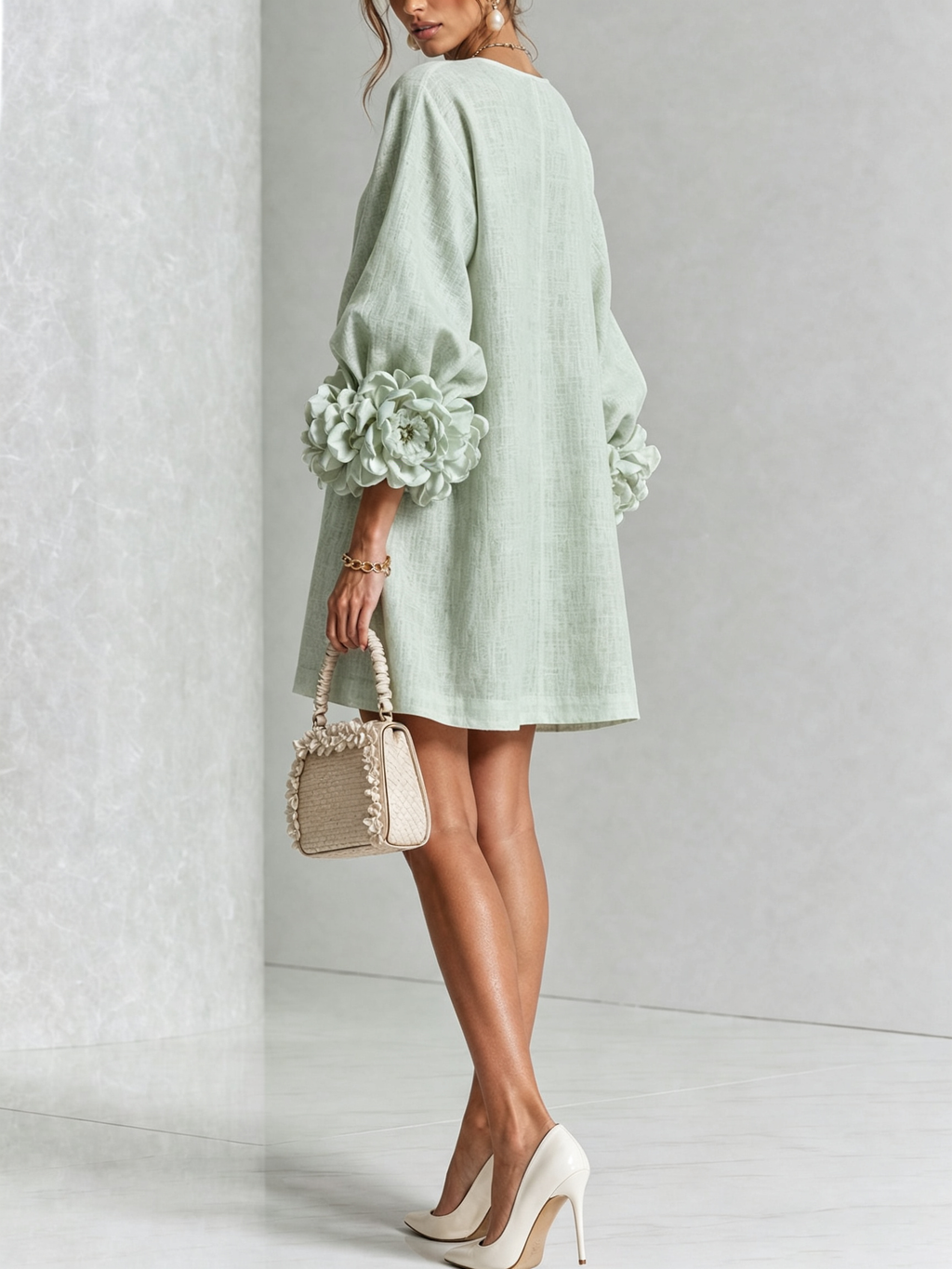 Héloïse | Mini Robe Boutonnée Fleurie, Poignets Fleuris Imprimés