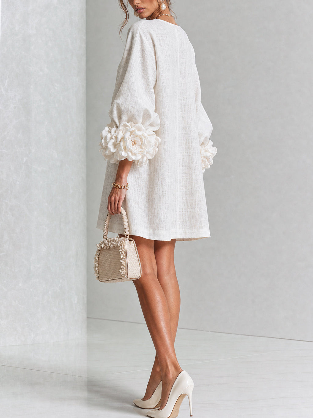Héloïse | Mini Robe Boutonnée Fleurie, Poignets Fleuris Imprimés