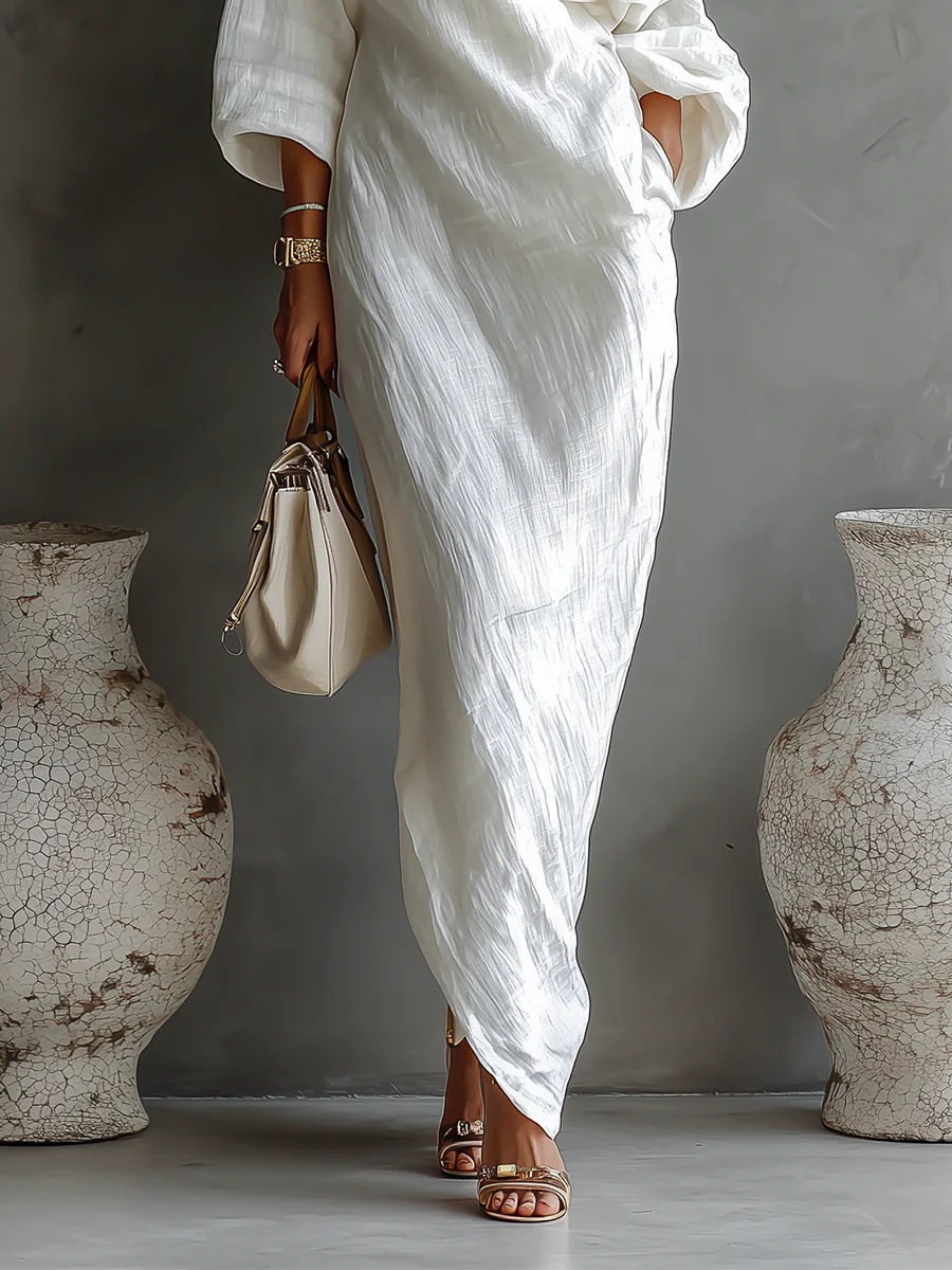 Élise | Élégante Robe Maxi à Une Épaule en Blanc