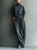 Félicité | Ensemble Tricot, Col Montant et Pantalon Large