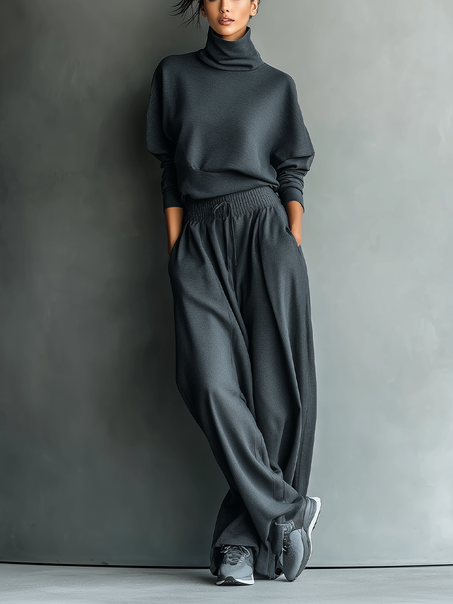 Félicité | Ensemble Tricot, Col Montant et Pantalon Large