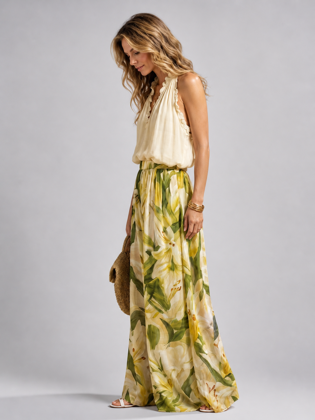 Yvonne | Ensemble Fleuri, Blouse et Pantalon
