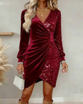 Bruyère | Robe Midi Scintillante Col en V
