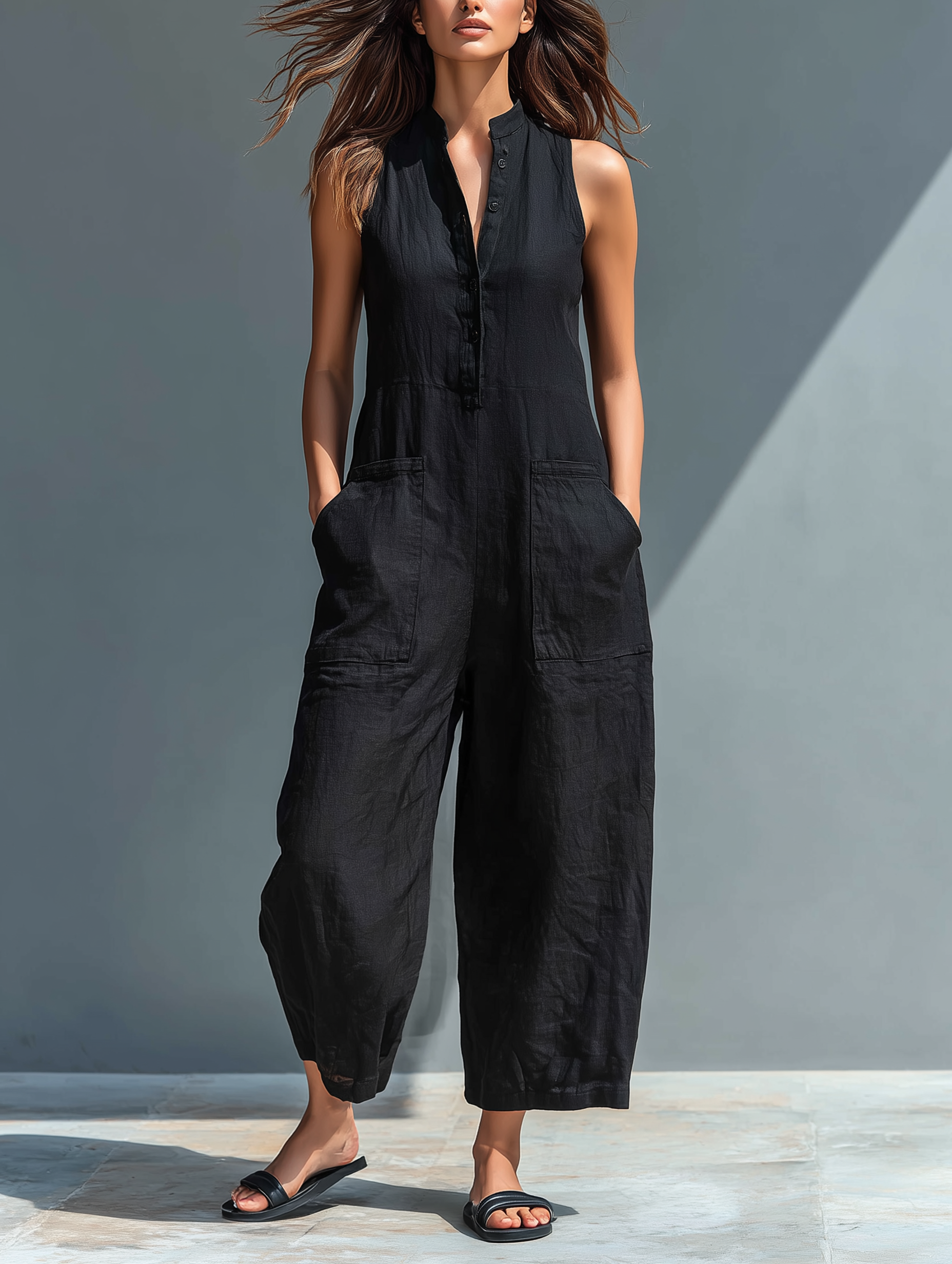 Victoire | Combinaison Minimaliste en Lin Noir