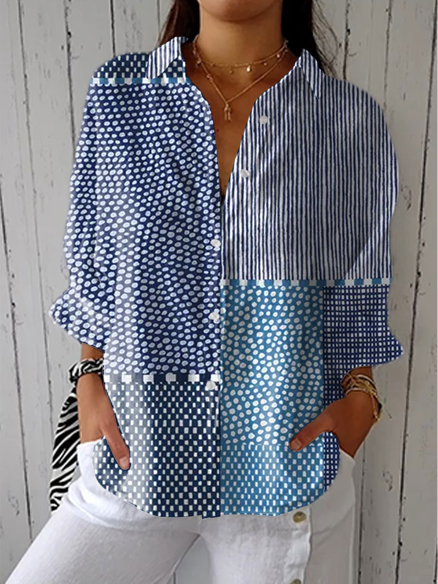 Fiora | Camicetta patchwork oceano