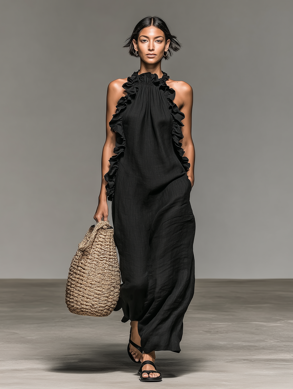 Lucienne | Robe Maxi à Poches et Volants