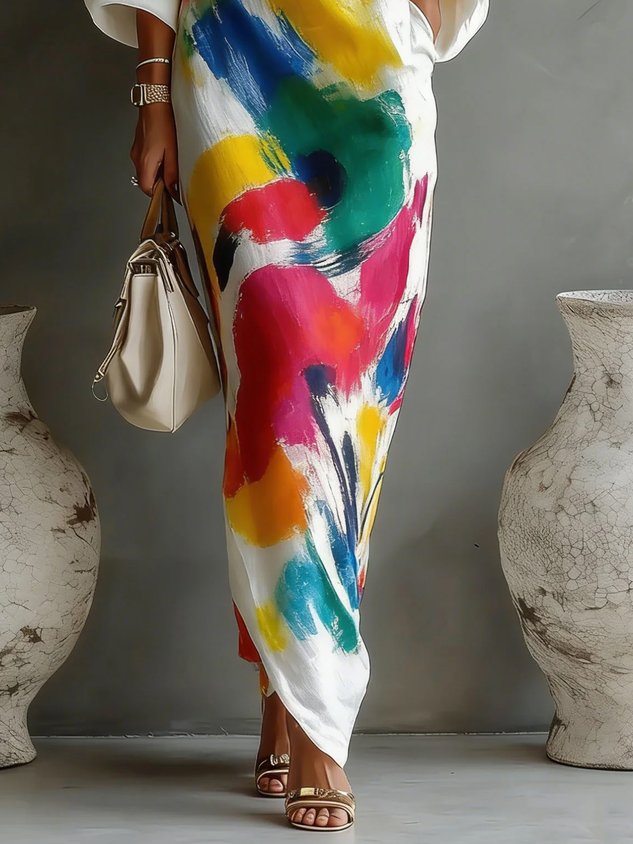 Soraya | Robe Maxi Une Épaule, Imprimé Abstrait