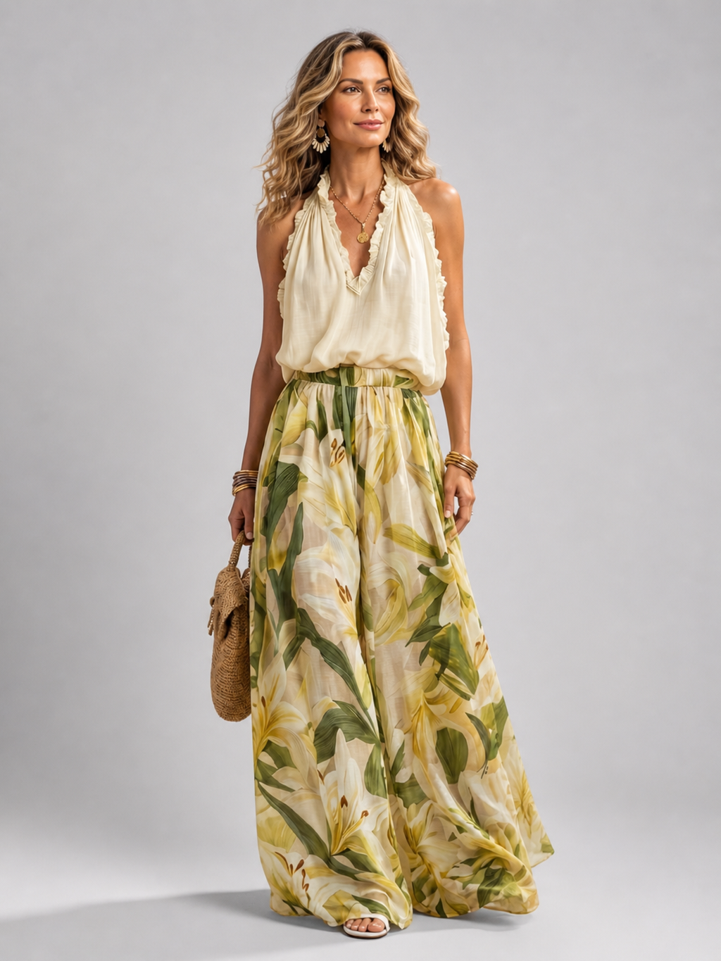Yvonne | Ensemble Fleuri, Blouse et Pantalon
