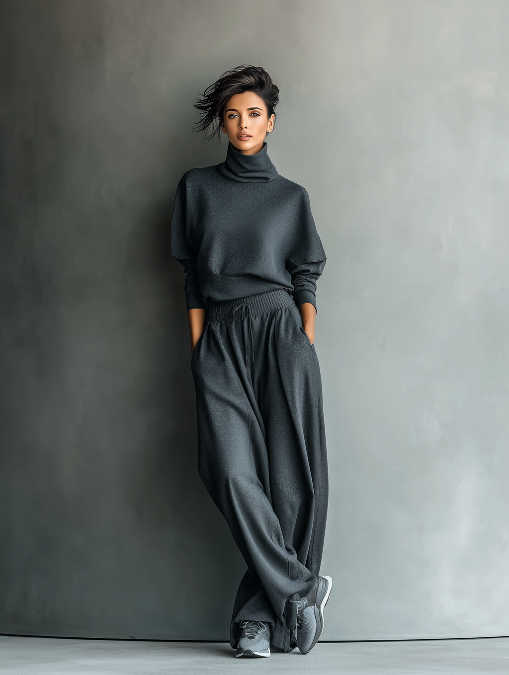 Félicité | Ensemble Tricot, Col Montant et Pantalon Large
