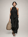 Léonore | Robe Maxi en Lin, Sans Manches, Volants