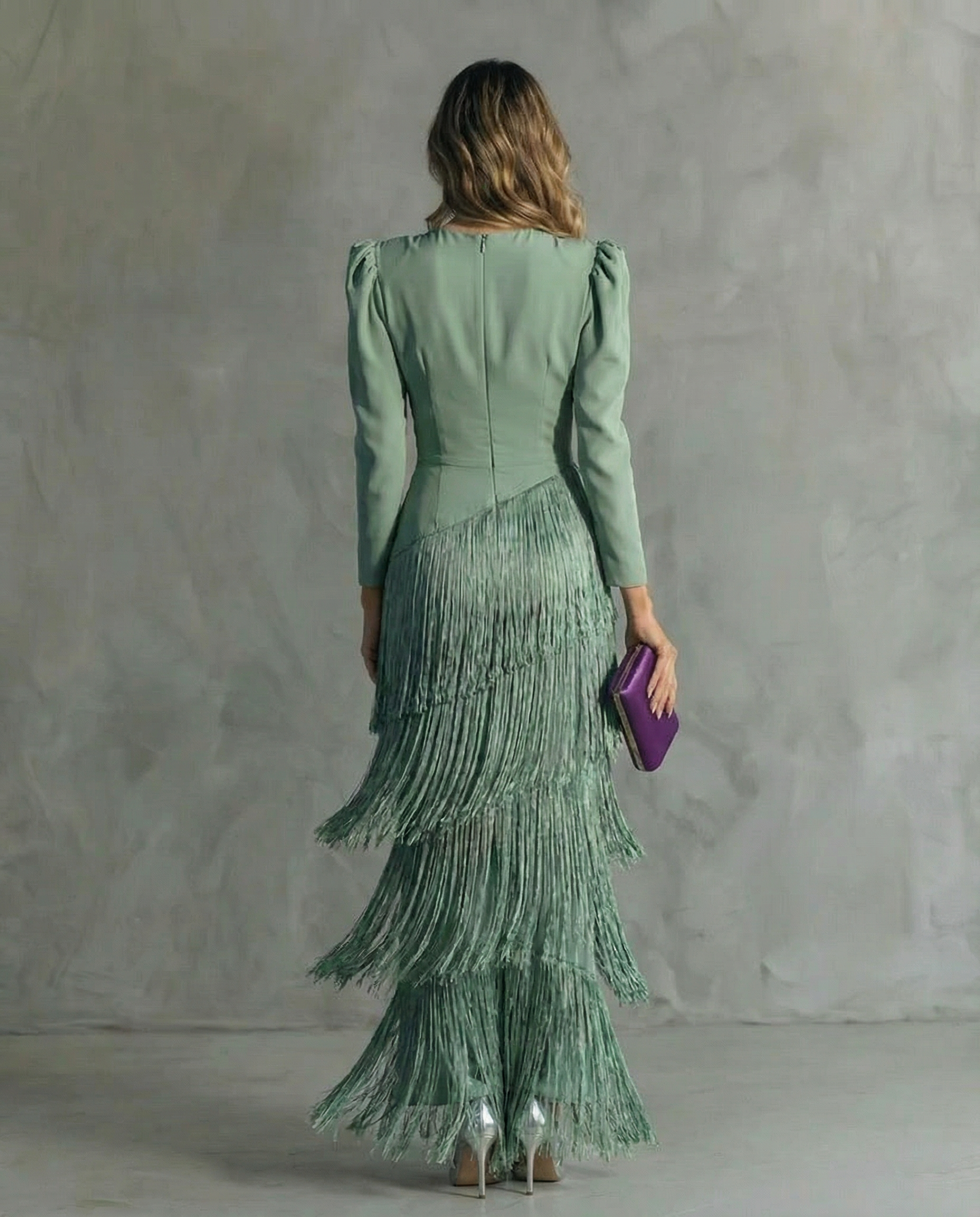 Claire™ | Robe midi élégante à manches frangées
