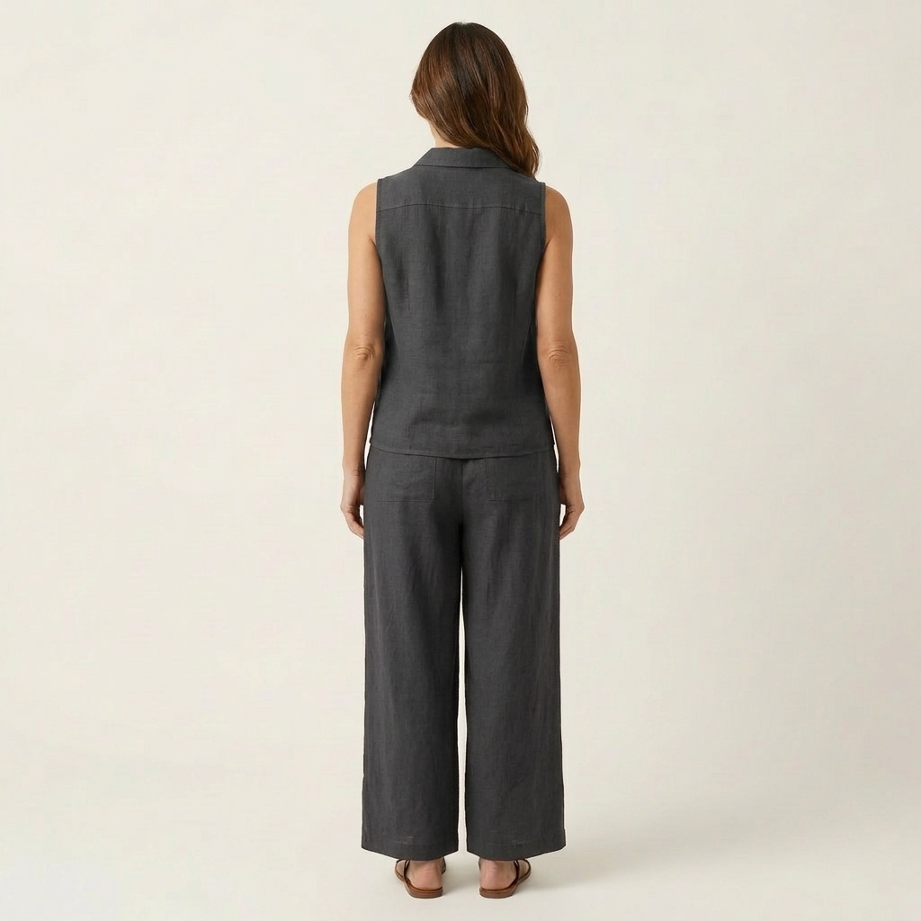 Solène | Ensemble Haut Cache-Cœur & Pantalon Large
