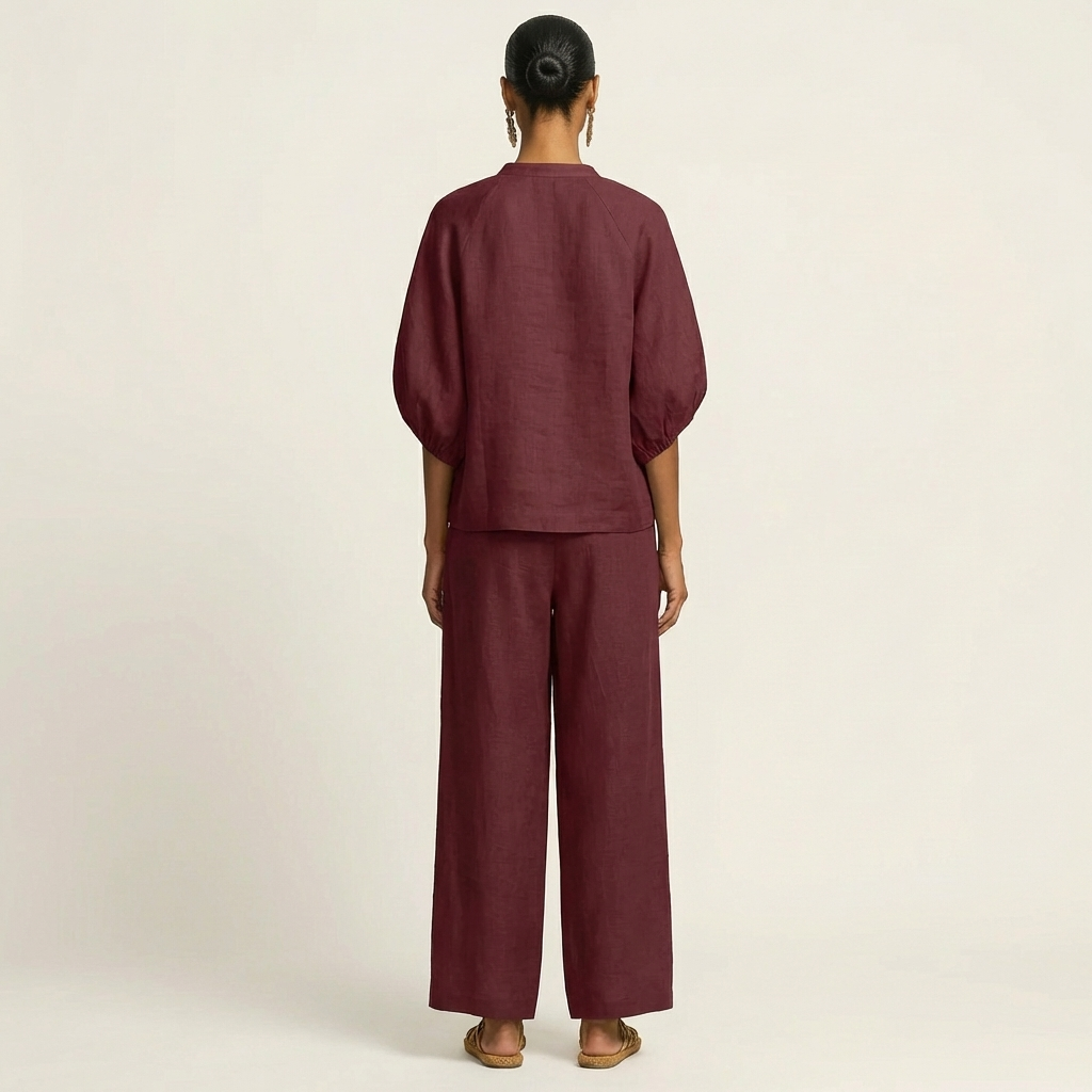 Marlène | Ensemble à Manches Bouffantes et Zip Devant
