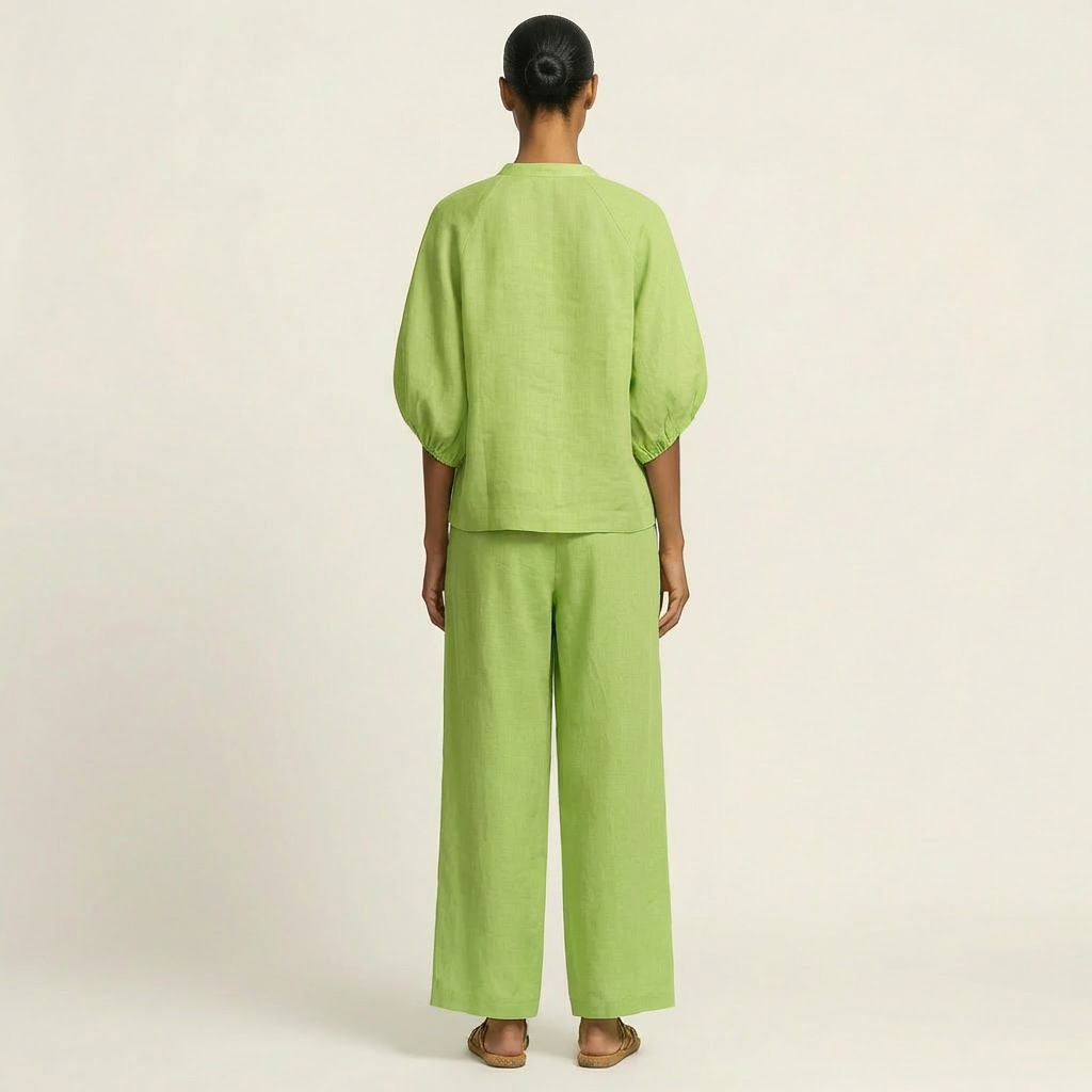 Marlène | Ensemble à Manches Bouffantes et Zip Devant