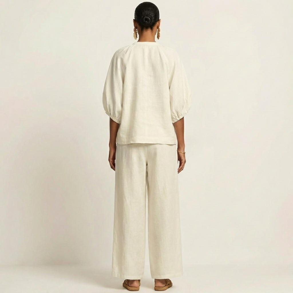 Marlène | Ensemble à Manches Bouffantes et Zip Devant