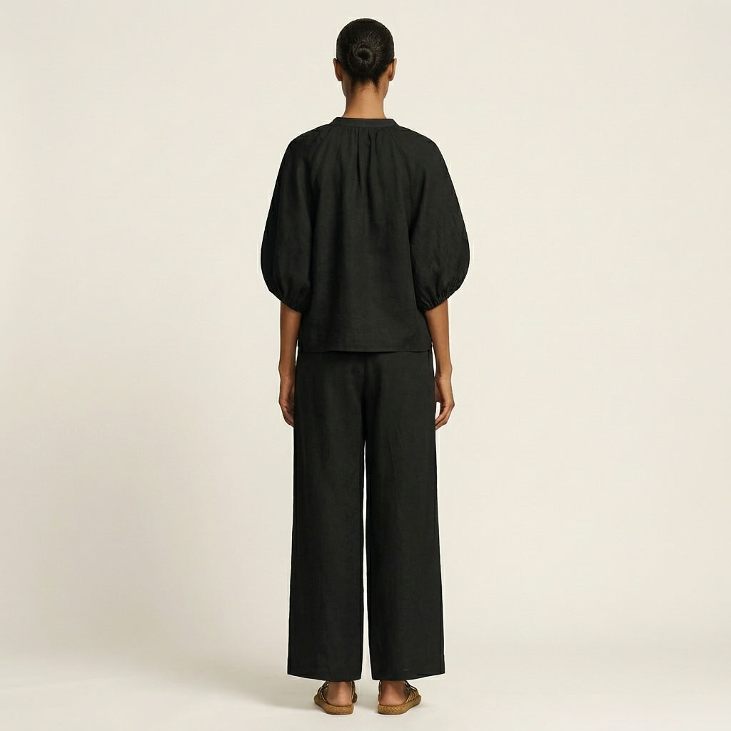 Marlène | Ensemble à Manches Bouffantes et Zip Devant