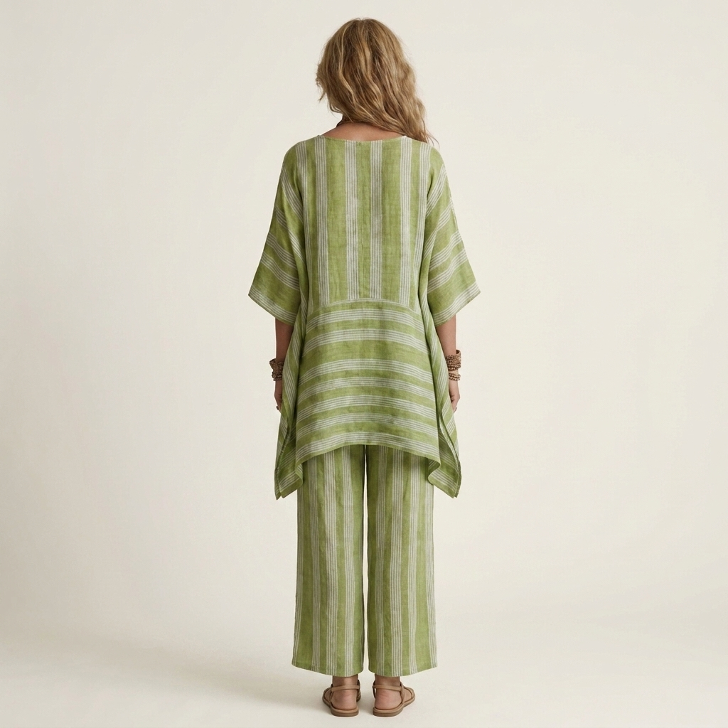 Clara | Ensemble Deux Pièces Rayé en Coton-Lin