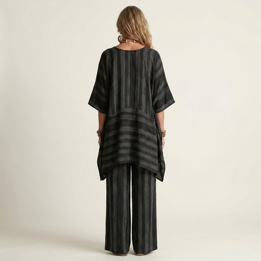 Clara | Ensemble Deux Pièces Rayé en Coton-Lin