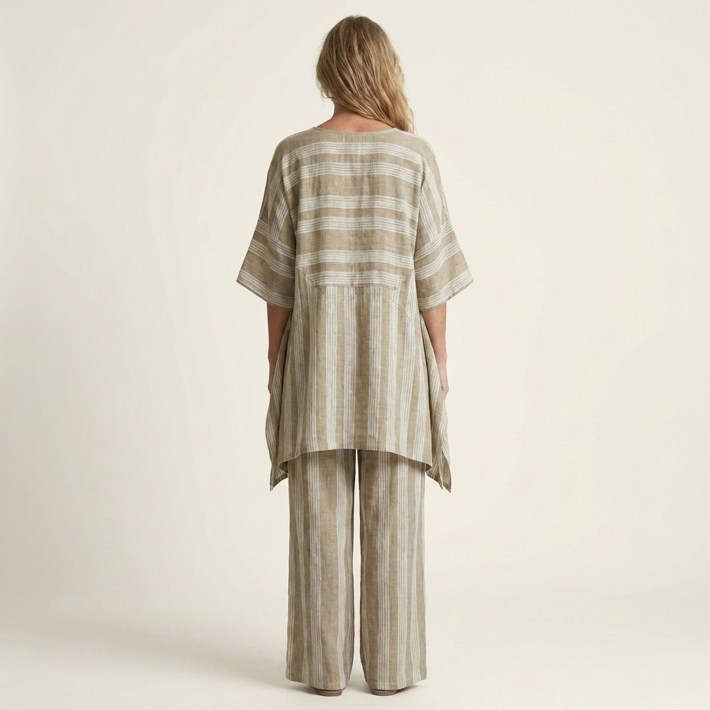 Clara | Ensemble Deux Pièces Rayé en Coton-Lin