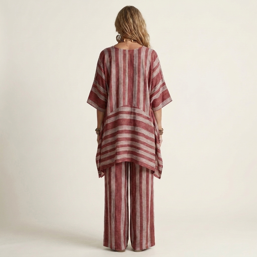 Clara | Ensemble Deux Pièces Rayé en Coton-Lin