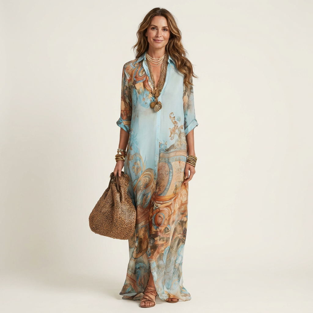 Aurélie | Robe Chemise Maxi en Soie