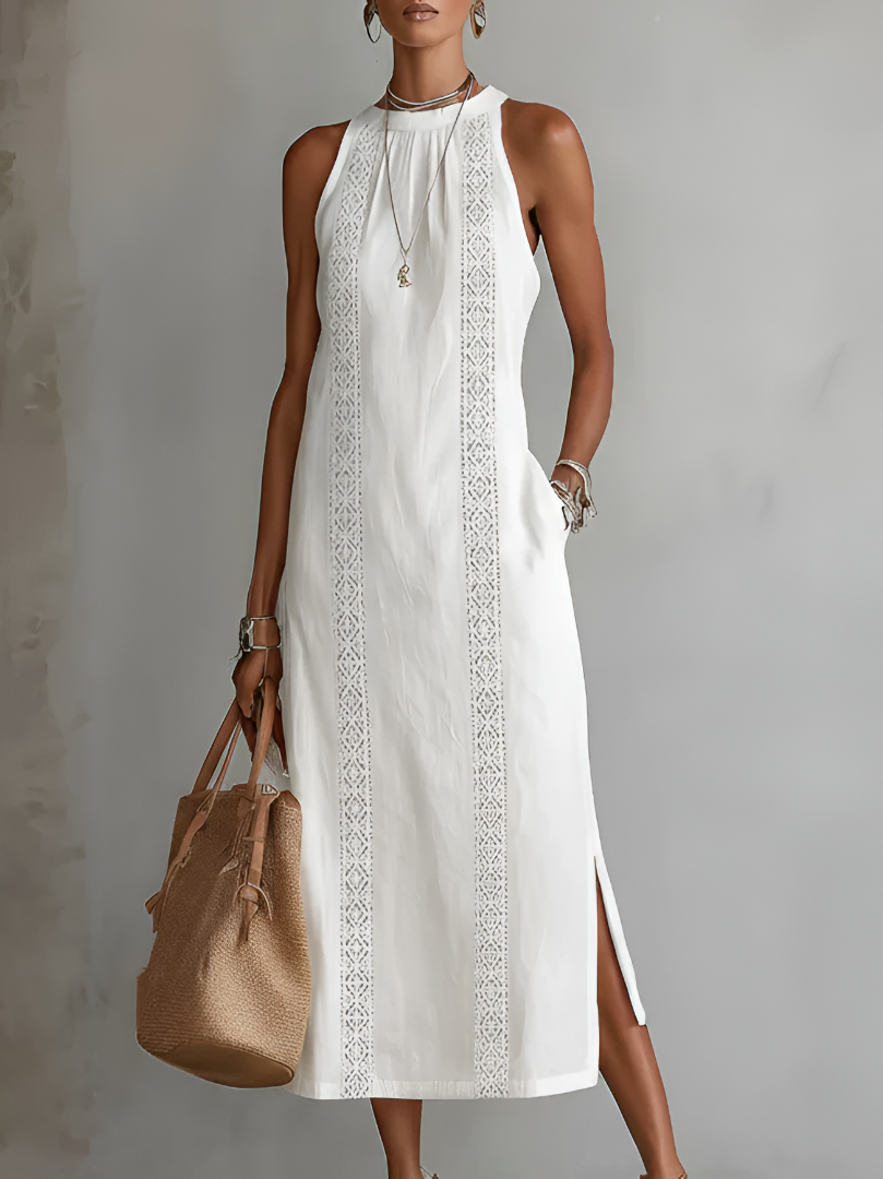 Amandine | La robe longue blanche en lin élégante