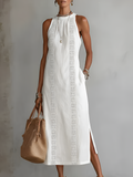 Amandine | La robe longue blanche en lin élégante