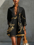 Rachelle | Mini Robe Élégante, Col en V et Détails Dorés