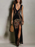 Lucrèce | Robe Longue Bohème, Décolleté Profond et Fente
