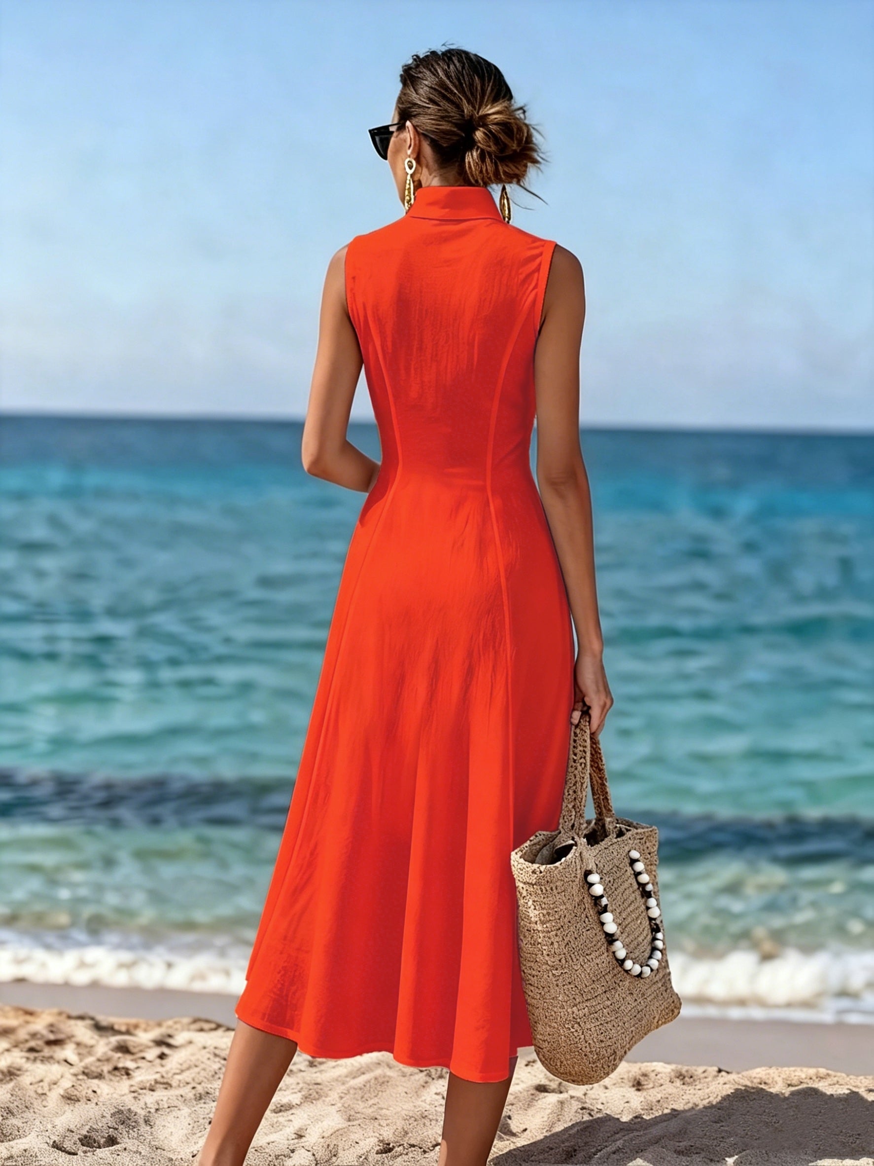 Ninon | Robe Longue Sans Manches, Col en V